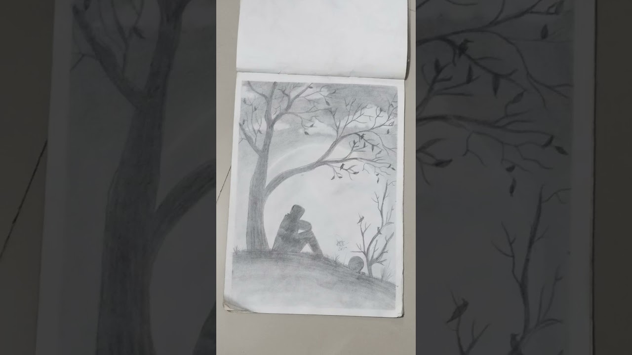A sad boy sitting alone in front of moon 😔😞