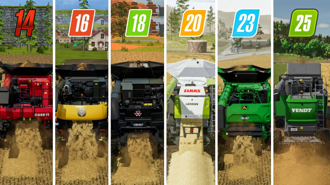 Fs14 Vs Fs16 Vs Fs18 Vs Fs20 Vs Fs23 Vs Fs25 | Wheat Harvesting Comparison | Timelapse