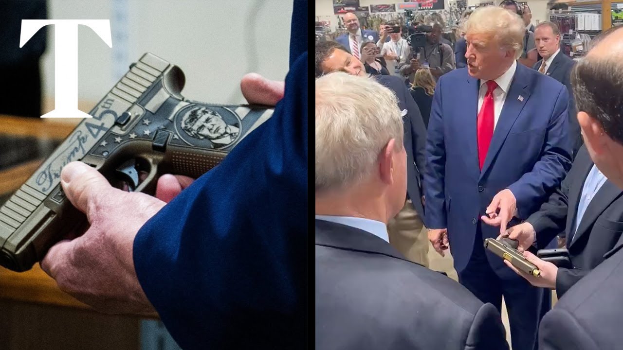 &lsquo;I want to buy one&rsquo;: Donald Trump admires gun with his face on