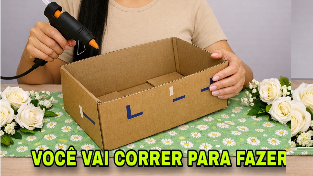 IDEIA CRIATIVA COM CAIXA DE PAPELÃO E TECIDO FAÇA VOCÊ MESMO #viral  #compartilhe #diy