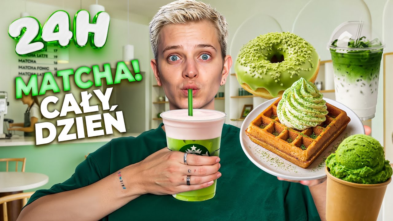 CAŁY DZIEŃ JEM TYLKO JEDZENIE O SMAKU MATCHA 😱 *24h challenge* | Dominik Rupiński