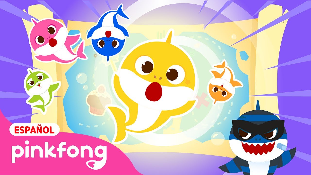 Jugando al Escondite con el Mapa Mágico de la Familia Tiburón🌍Juego para Niños | Pinkfong en español