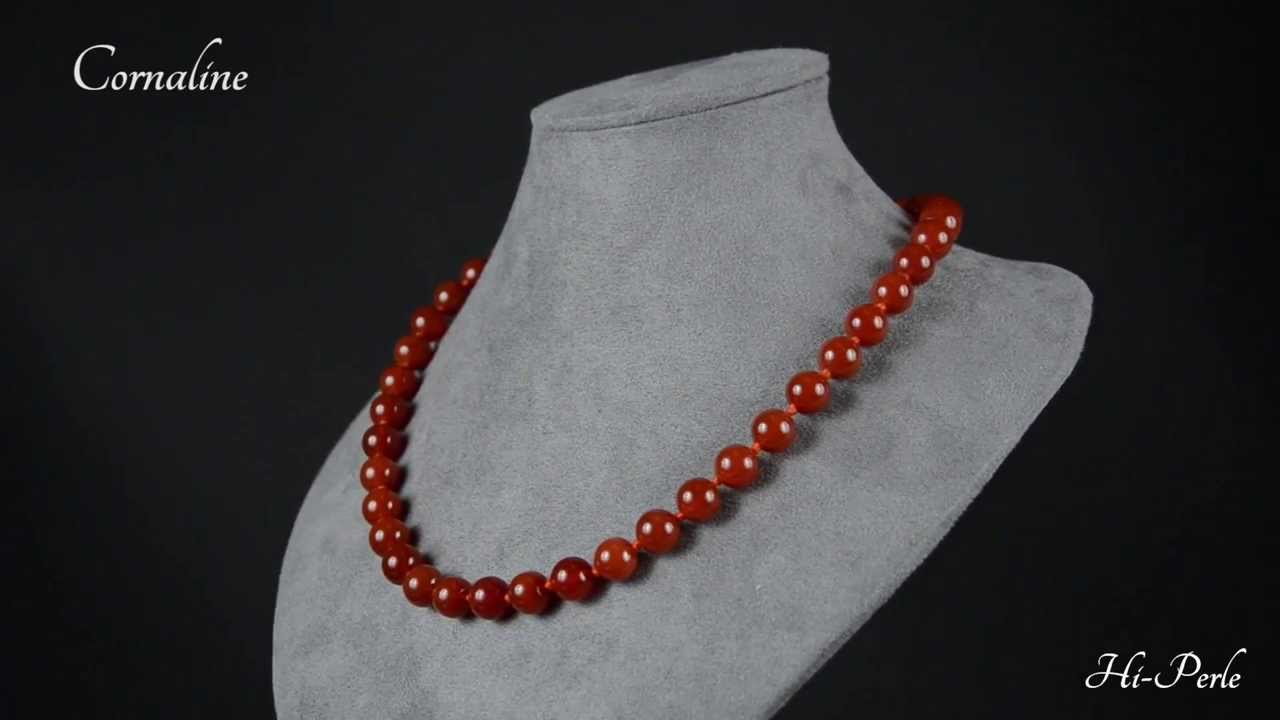 Collier en pierre naturelle de cornaline (perles moyennes)