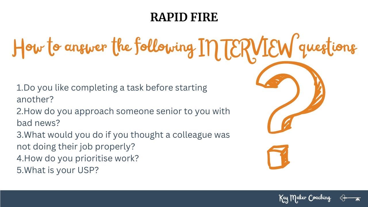 Rapid Fire Interview Questions and Answers. Tell me about yourself questions.