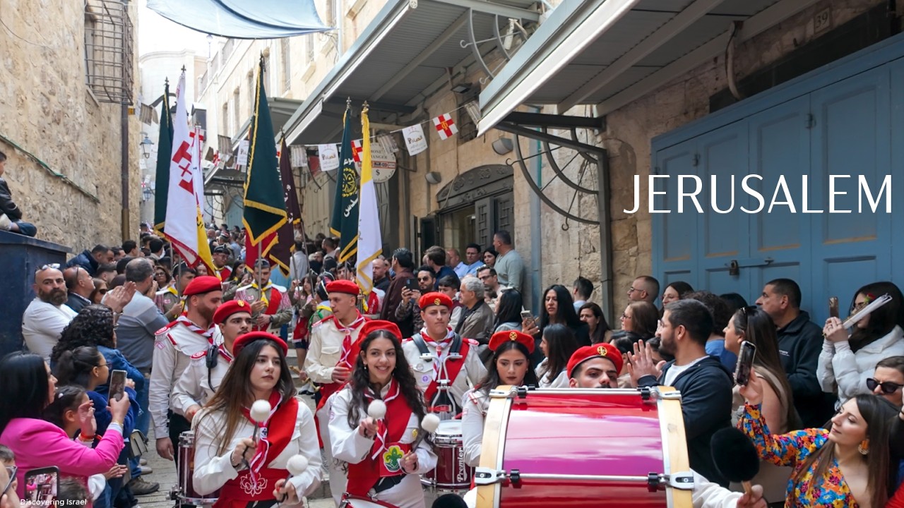 Traditional scout parade in Jerusalem dedicated to the Holy Fire ceremony and Easter.Israel 2026