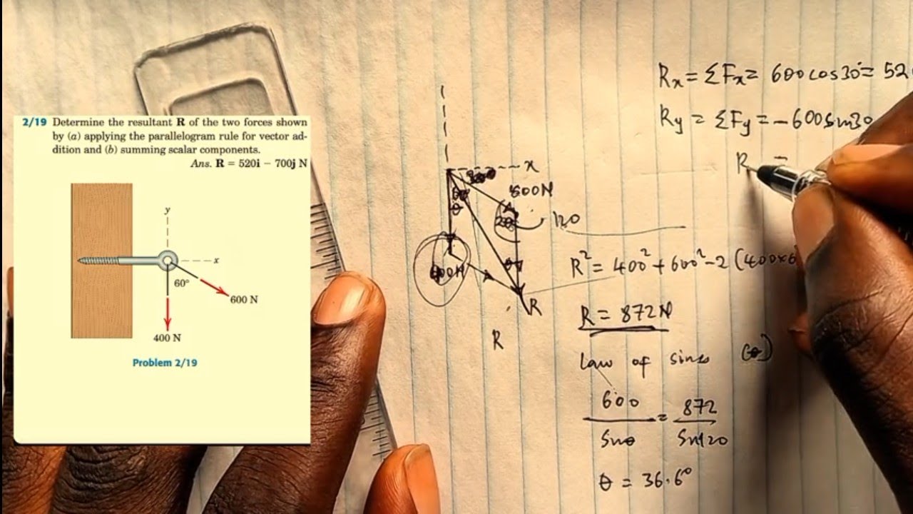 FORCE SYSTEM RECTANGULAR COMPONENTS | ENGINEERING MECHANIC BY MERIAM KRAIGE | PROBLEM 2/11-2/19