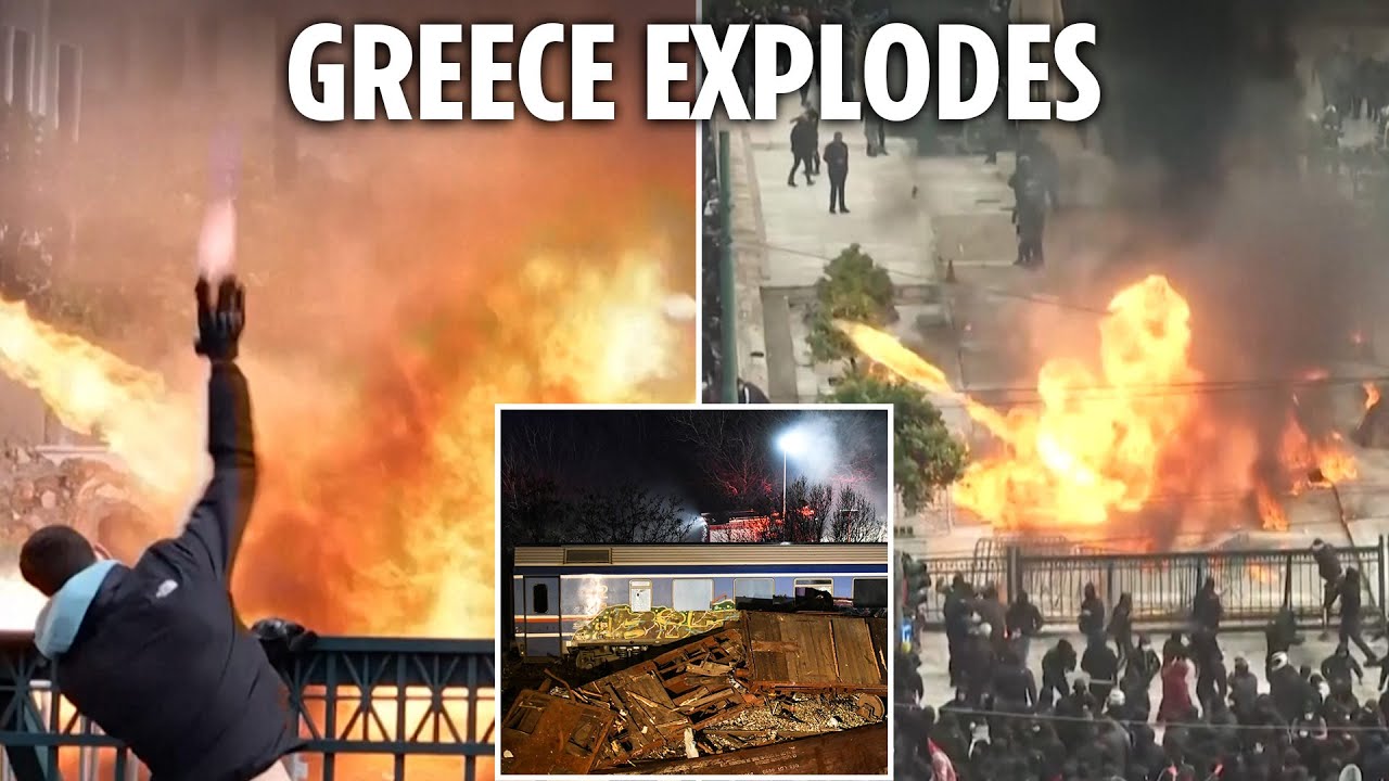 Chaos in Greece as train carnage protesters hurl petrol bombs at cops