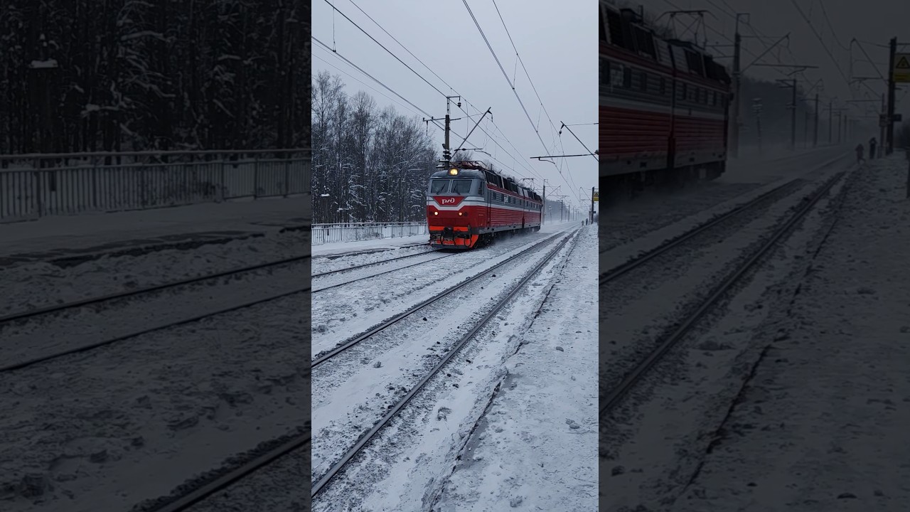 ЧС7 - 086 с приветливой бригадой проследует о.п. Вяткино #мжд #чс7 #железнаядорога #railway #yt