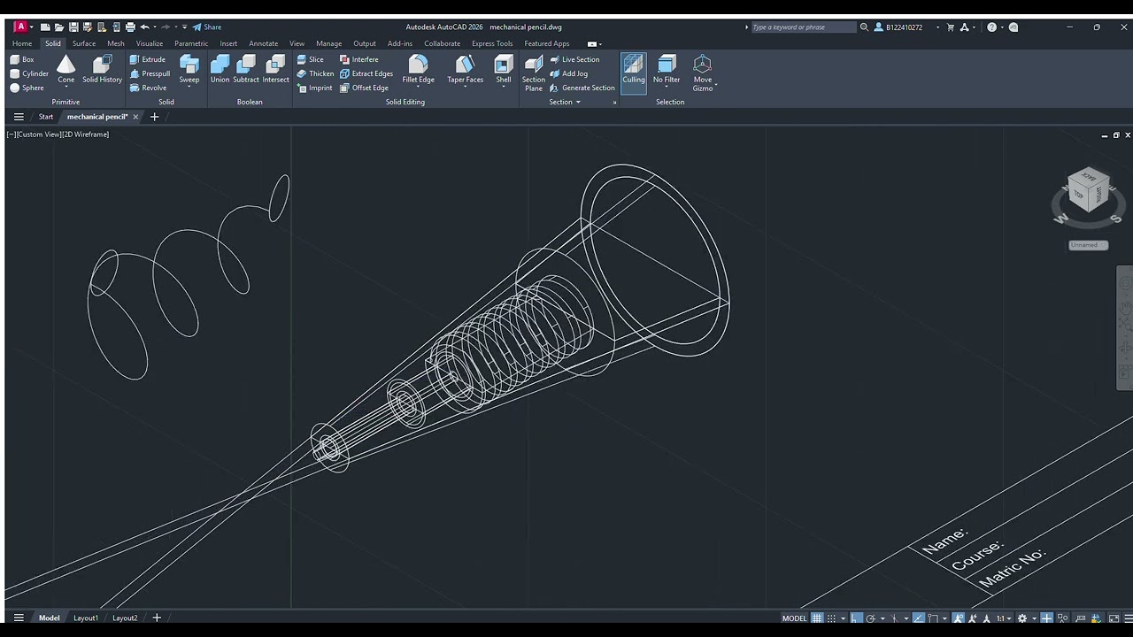 Autodesk AutoCAD 2026   tip mechanical pencil dwg 3D