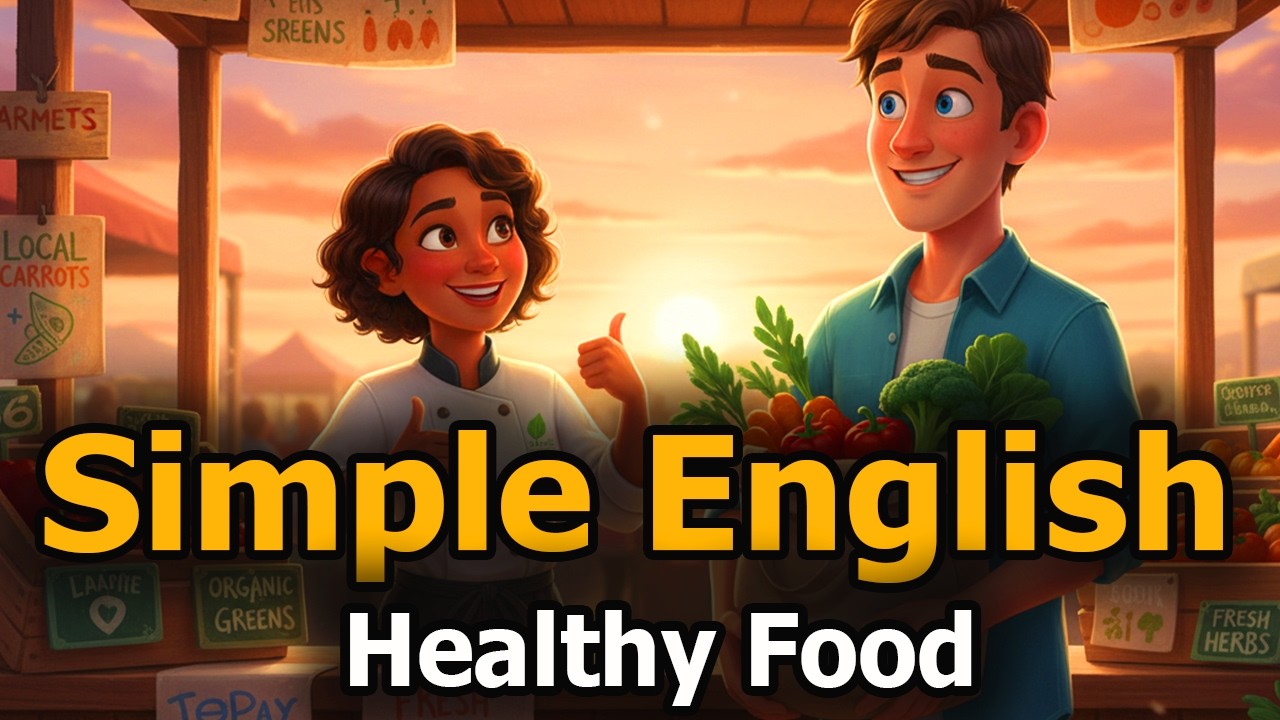 🎧 Simple English Listening for Beginners – Healthy Food Vocabulary | Learn English Fast 📚🔥