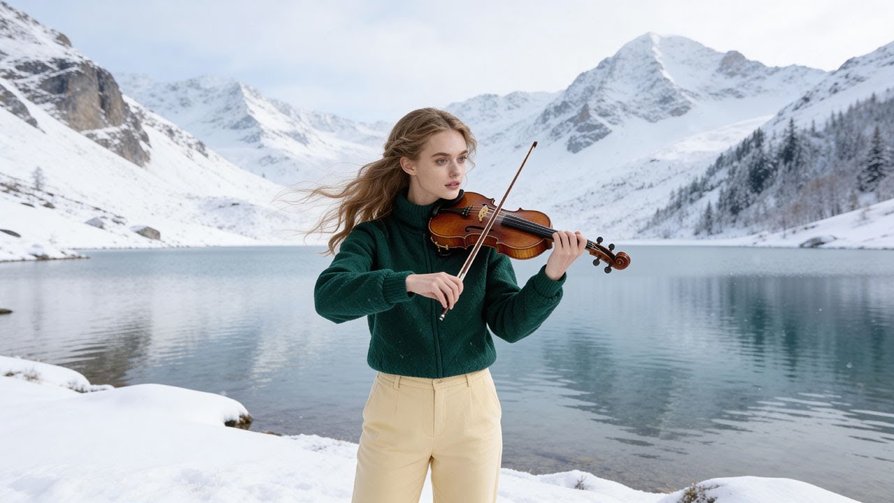 Violin & Piano at the Snowy Lake – 1 Hour Romantic Winter Music for Calm & Warmth