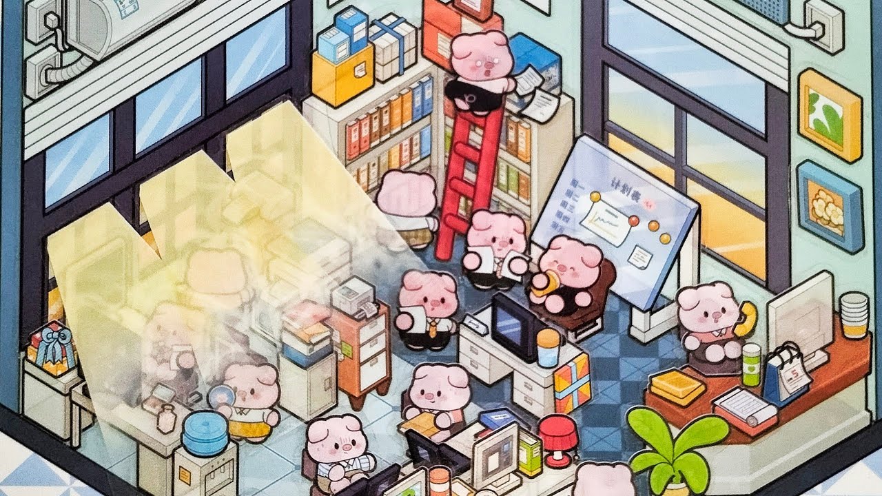 Miniature Scene stickers diy || Pigy office ||
