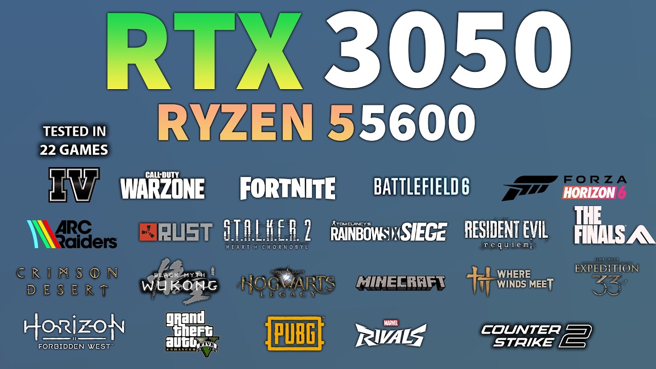 RTX 3050 6GB + Ryzen 5 5600 : Test In 22 Games - RTX 3050 6GB Gaming Test