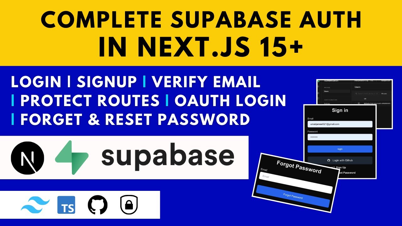 Complete Supabase Auth in Next.js 15 | OAuth Login | Forget & Reset Password | Supabase RLS