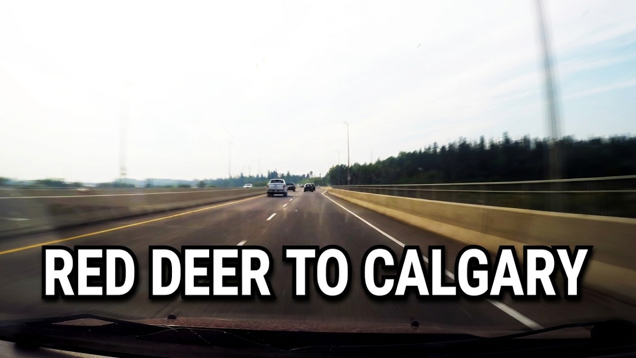 4K - Red Deer to Calgary Road Trip 2023 - Hazy road trip back to the city.