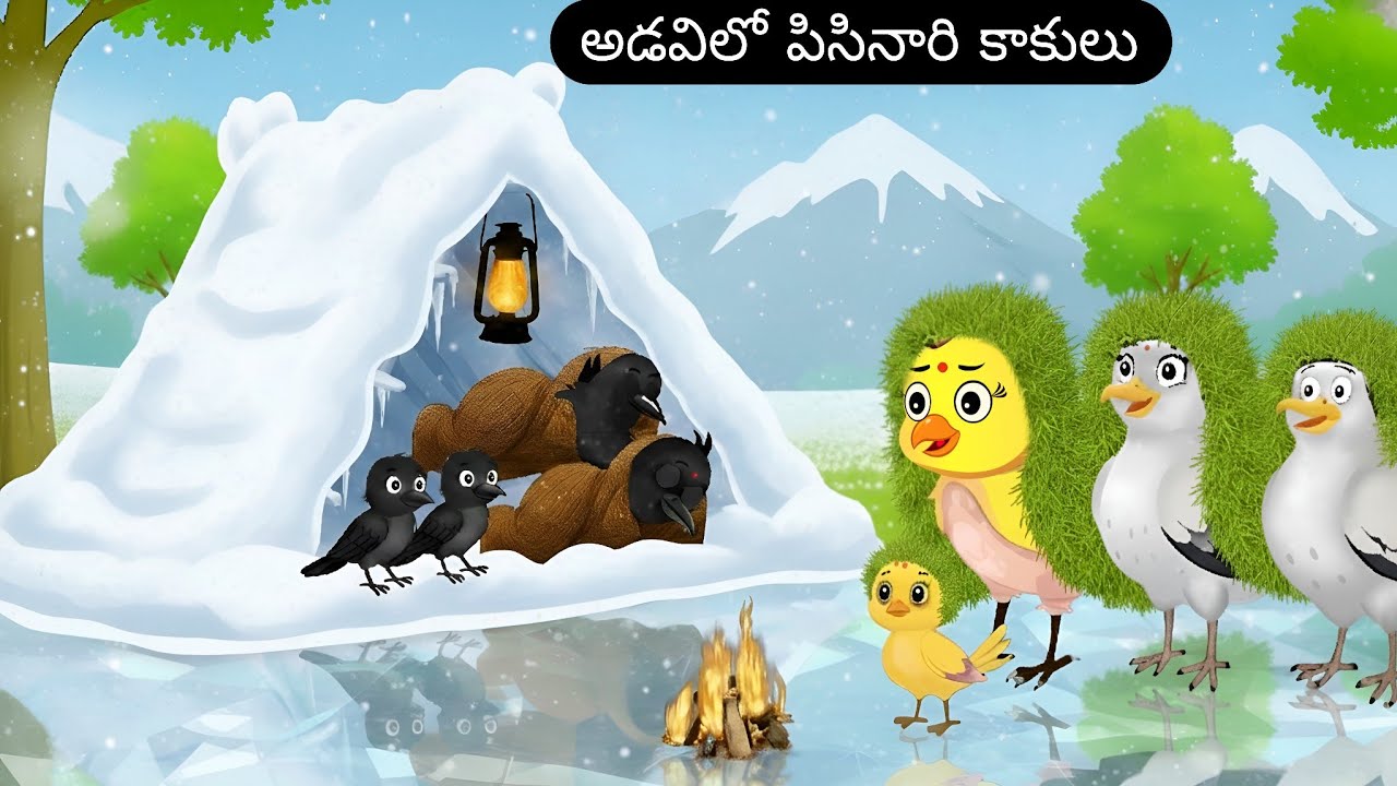 అడవిలో పిసినారి కాకులు | Telugu Cartoon Stories | Renu Cartoon Stories | Telugu Kathalu | 