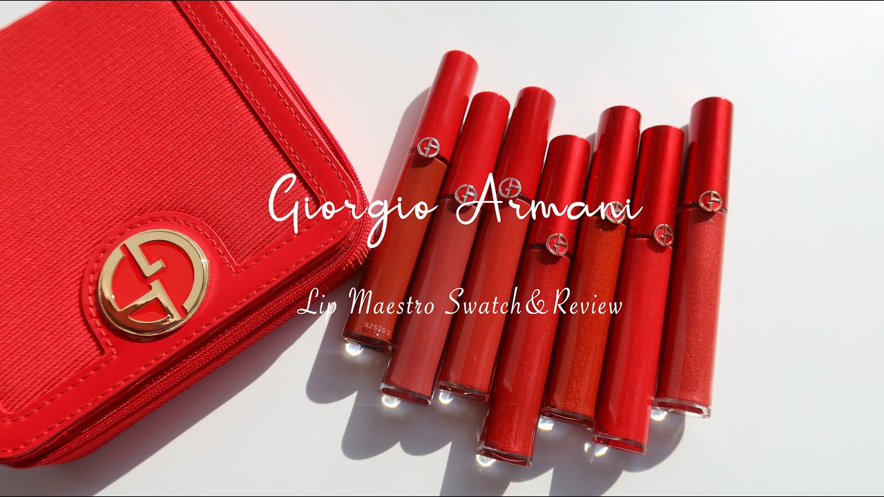 11 shades of Giorgio Armani Lip Maestro Intense Velvet Color Liquid Lipsticks Swatch&Review