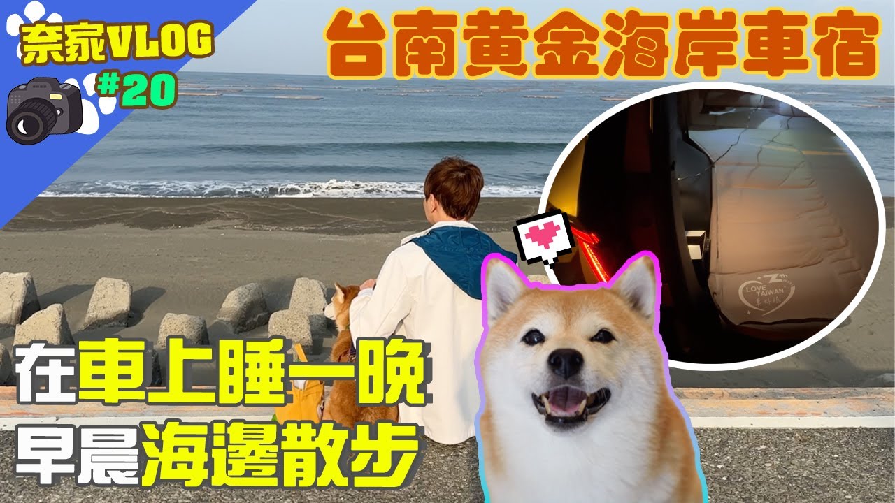 帶奈奈車宿初體驗!車上睡一晚後早晨在海邊散步｜奈家VLOG｜【柴犬Nana(奈奈)和阿楞】