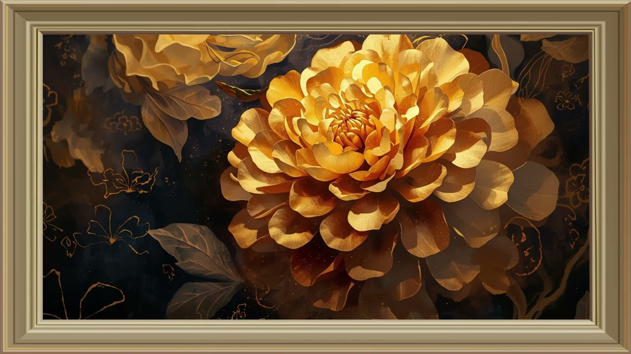 Exquisite flower  painting | Gold Frame TV |  Gold Framed TV Art Screensaver