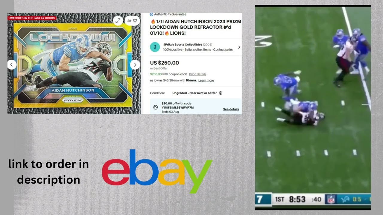 AIDAN HUTCHINSON 2023 PRIZM LOCKDOWN GOLD REFRACTOR LIONS