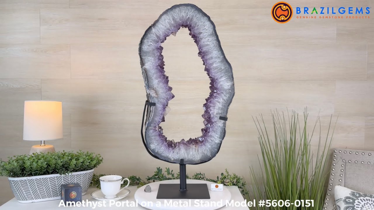 Model # 5606-0151 Amethyst Portal on a Metal Stand by BrazilGems.com 🏷 FOR SALE🛍🛒Shop Now 