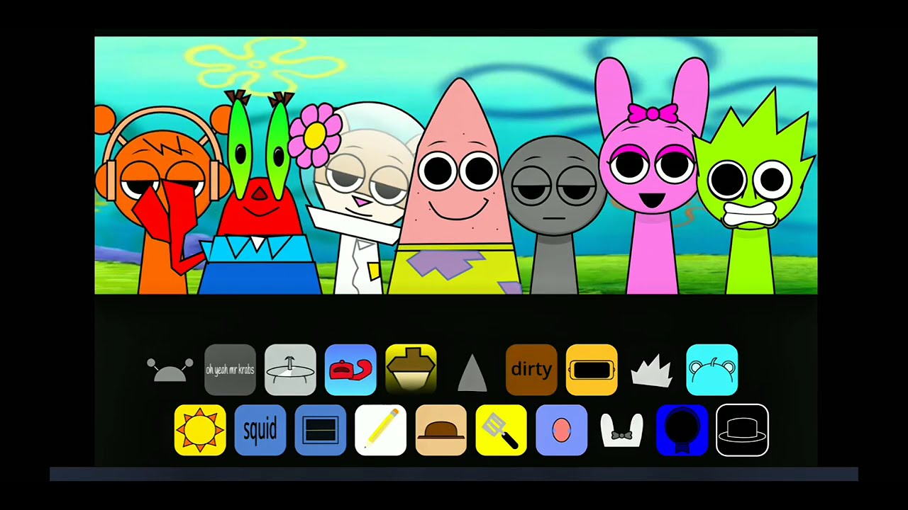 Мод Incredibox Sprunki Bikini Bottom: мультяшные морские персонажи и забавный игровой процесс со ...