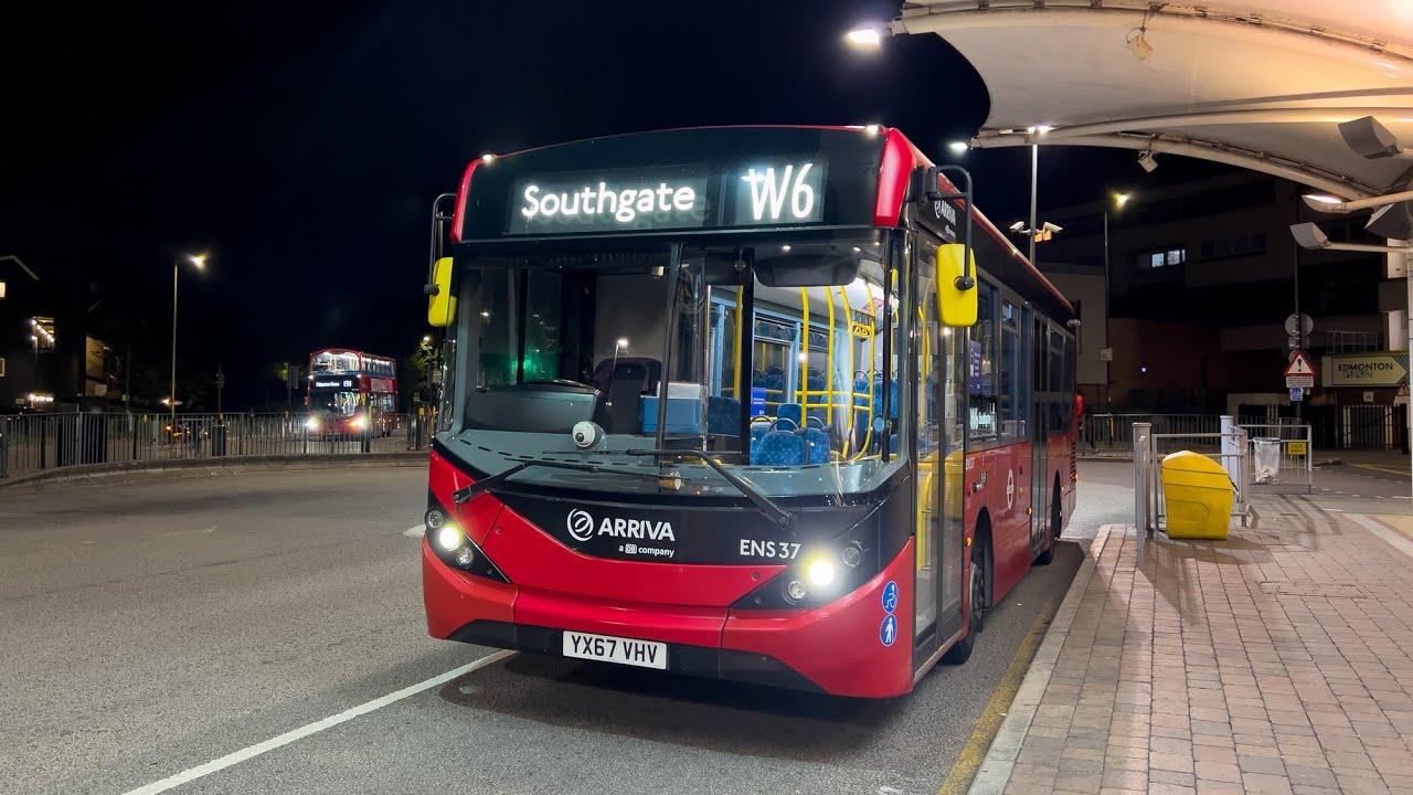 London's Buses after dark in Edmonton Green 20th September 2022
