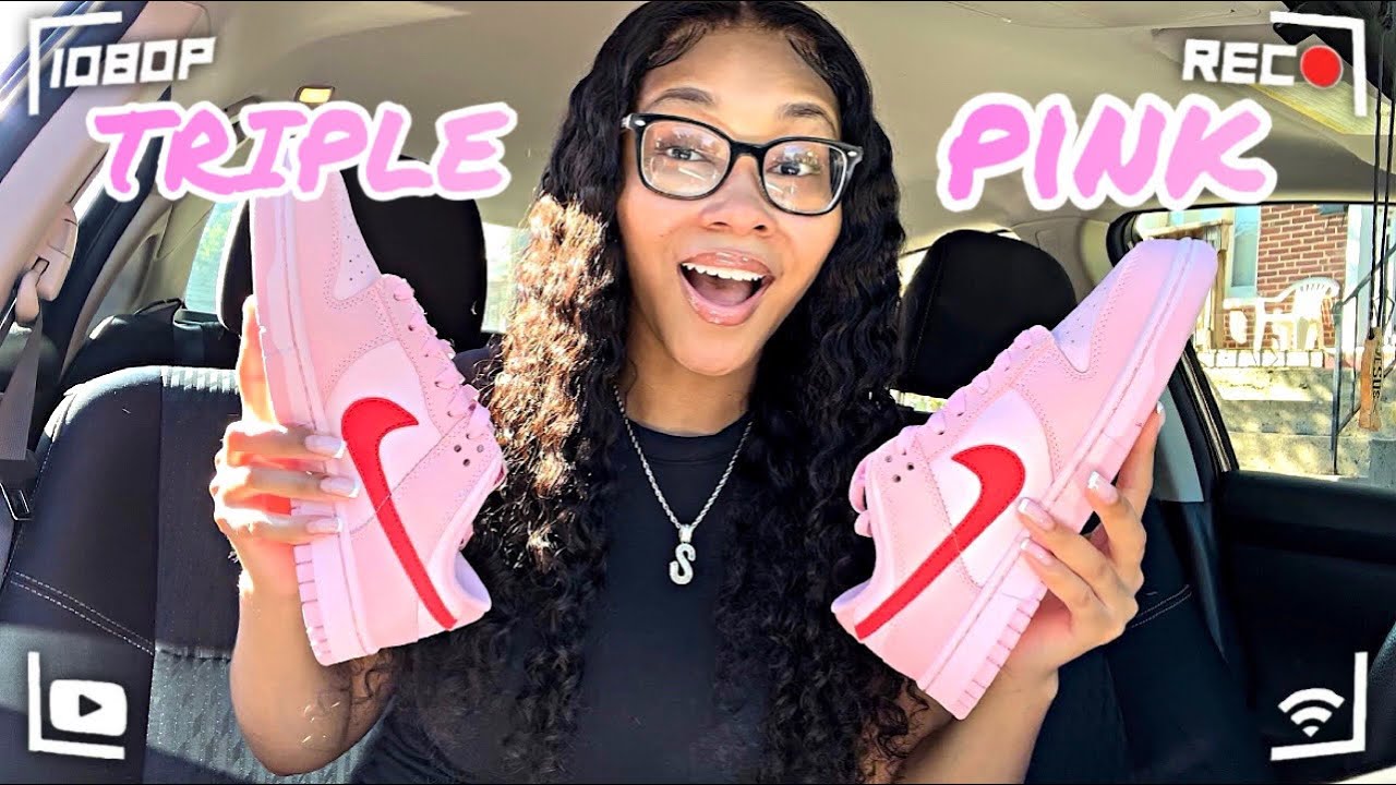 NIKE TRIPLE PINK DUNK LOW UNBOXING + ON FOOT REVIEW