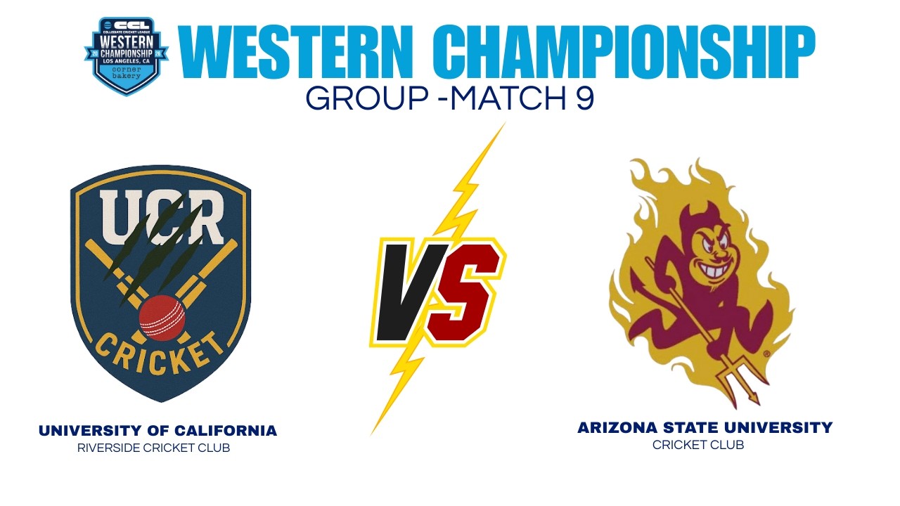 Game 9 - Arizona State University (ASU) VS UC Riverside | LIVE Cricket | CCL USA