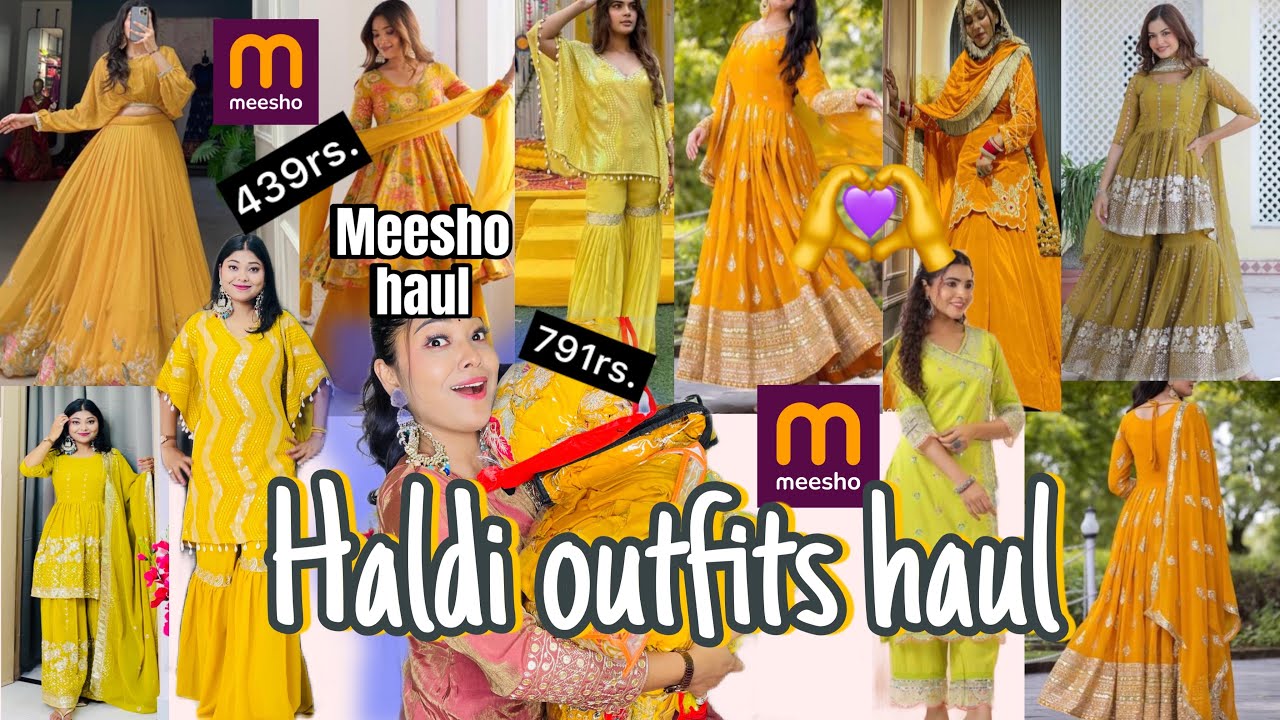 Meesho Haldi Outfits haul 💛✨|| Affordable Meesho haldi dress 💐||​⁠@akshustyleandtips4