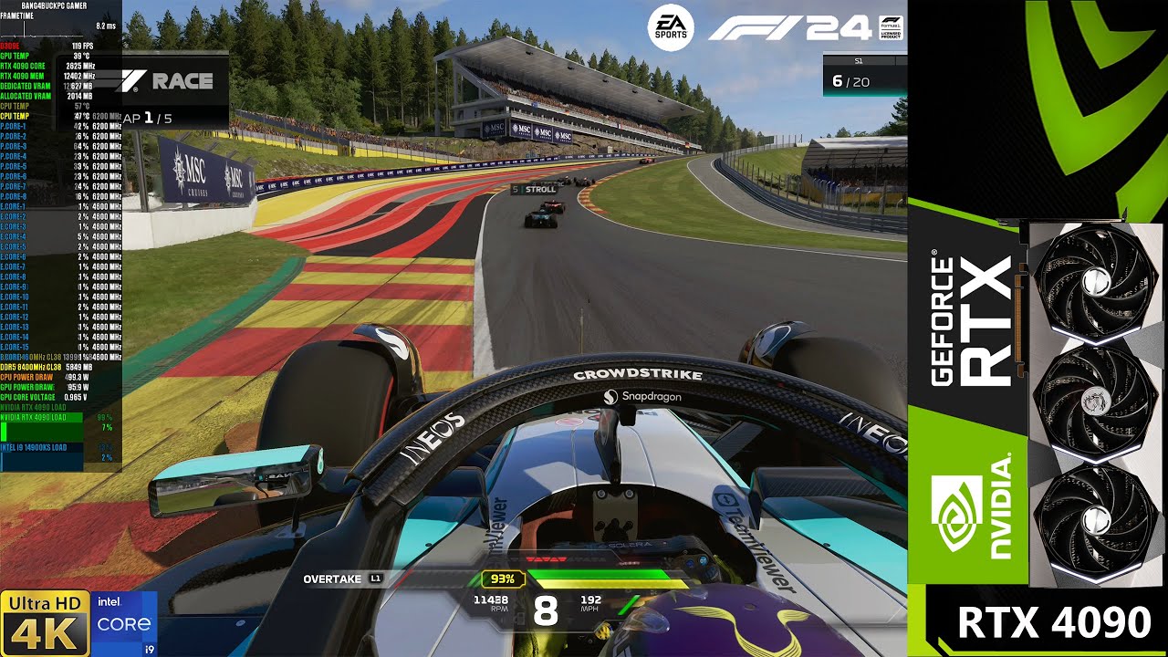 F1 24 Ultra High Settings, Ray Tracing DLAA + FG 4K | RTX 4090 | i9 14900KS