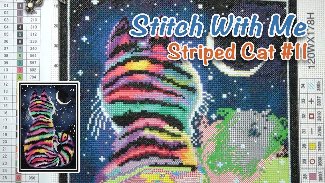 Stitch With Me - Striped Cat #11 [Real time no talk]
