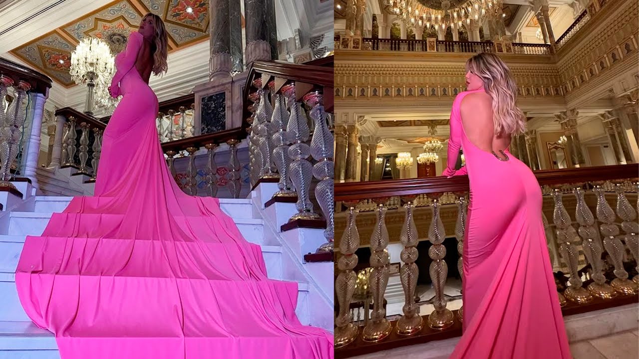 EL LOOK DE WANDA NARA EN LA ENTREGA DE PREMIOS EN TURQUÍA: lució un vestido rosa con una larga cola