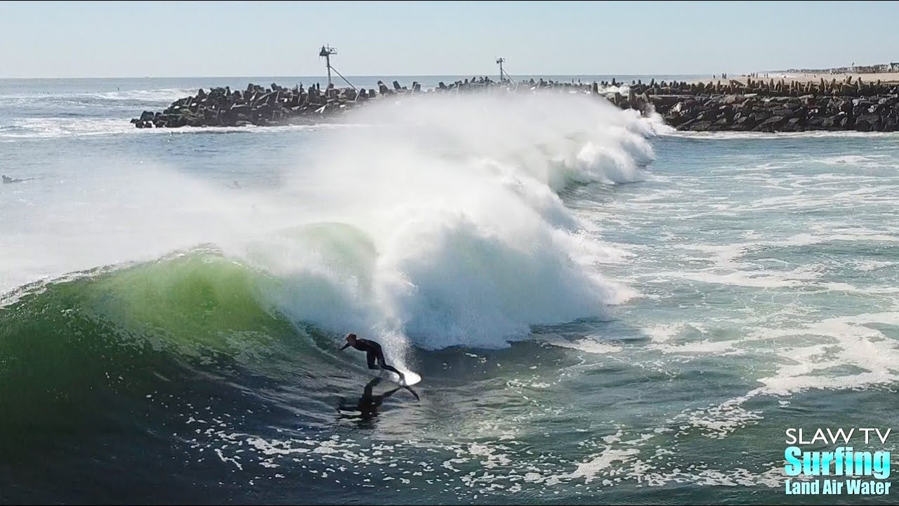 Surfing Manasquan Inlet During Hurricane Sam - 4K Drone Session - 10-02-2021