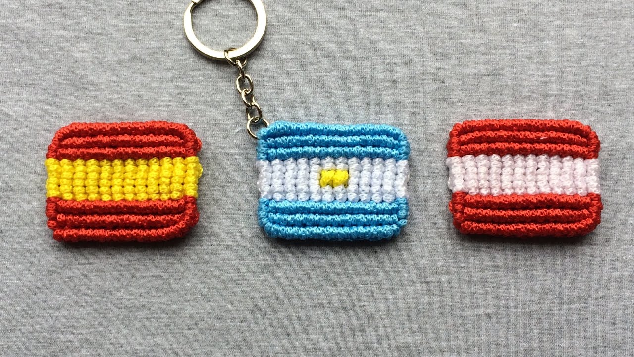 Llavero bandera 🇪🇸 🇦🇷 🇦🇹 Macramé