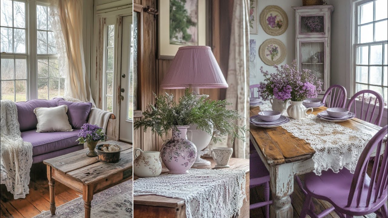 💜🌿VINTAGE PASTEL PURPLE & LACE DECOR: How to Mix Violet & Lace Elements for Cottage Winter Makeover