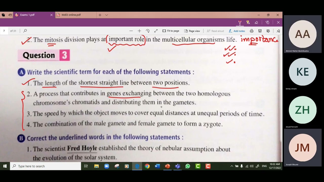 (49) Science   prep 3 First term   Final Revision   Alexandria Governorate 2022