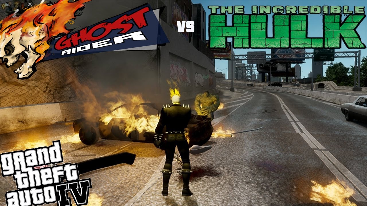 GTA IV Ghost Rider Mod + Hulk Mod - The Rematch You All Wanted