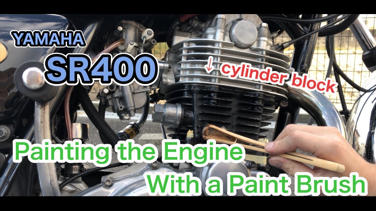 YAMAHA SR400 Painting the engine with a paint brush