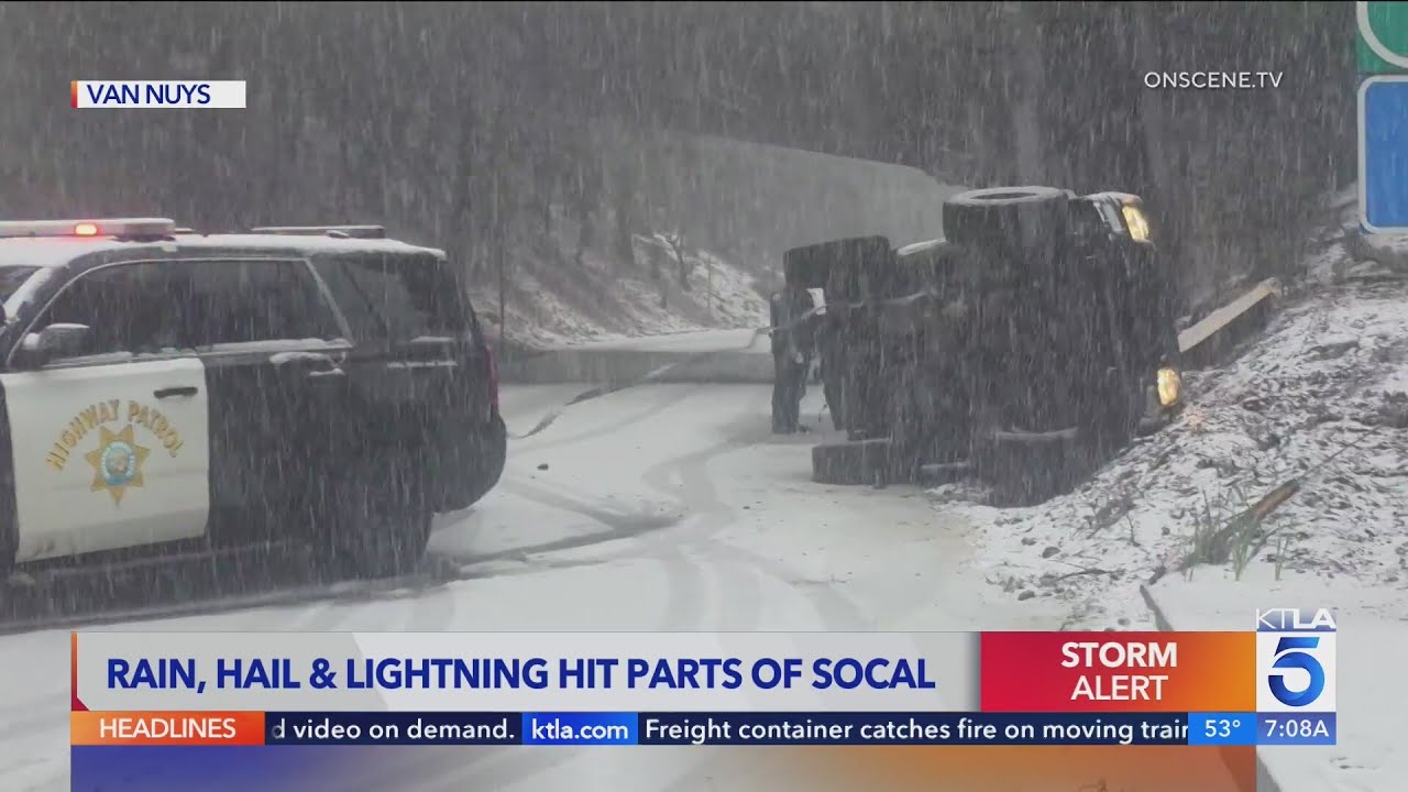 Hail, heavy snow&nbsp;impact&nbsp;Southern California mountain communities