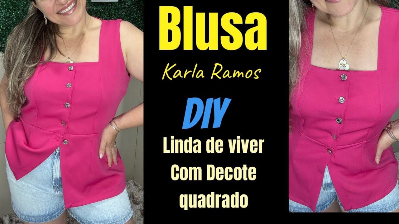 BLUSA LINDA COM DECOTE QUADRADO, passo a passo do corte e costura #diy #costura 