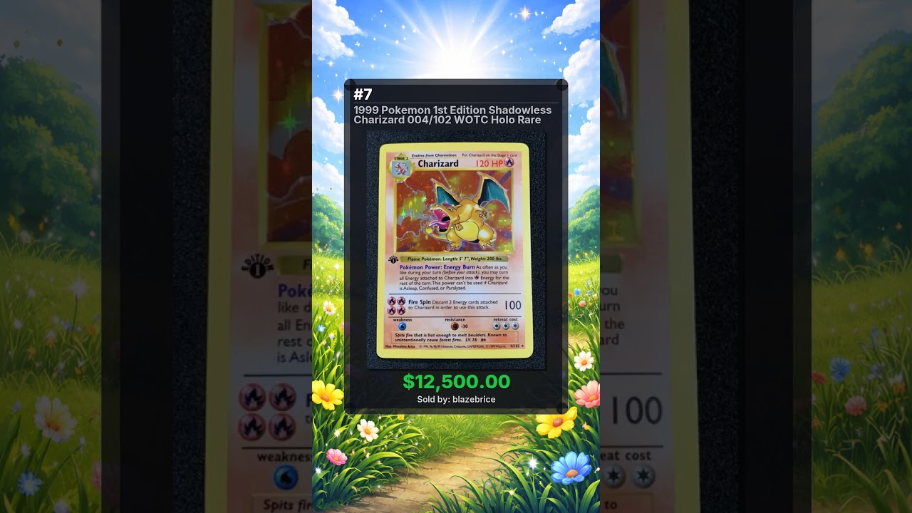 The 10 most expensive Pokemon cards sold on eBay for the day - 3 Charizard in the top!