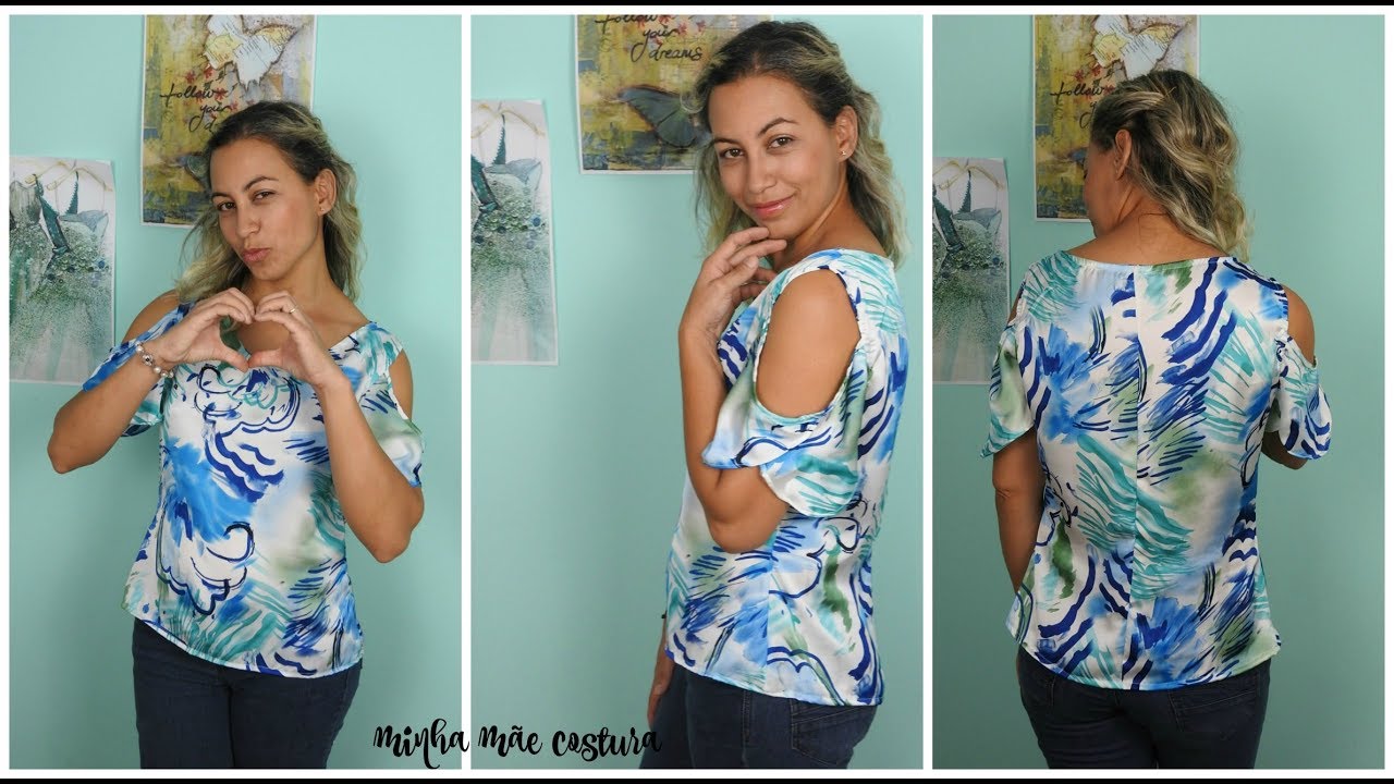 Blusa com abertura no ombro - costura