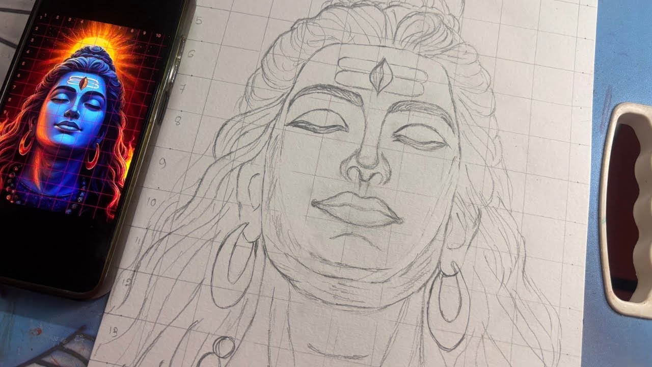 How to draw Lord Mahadev step by step,outline tutorial for beginners. 