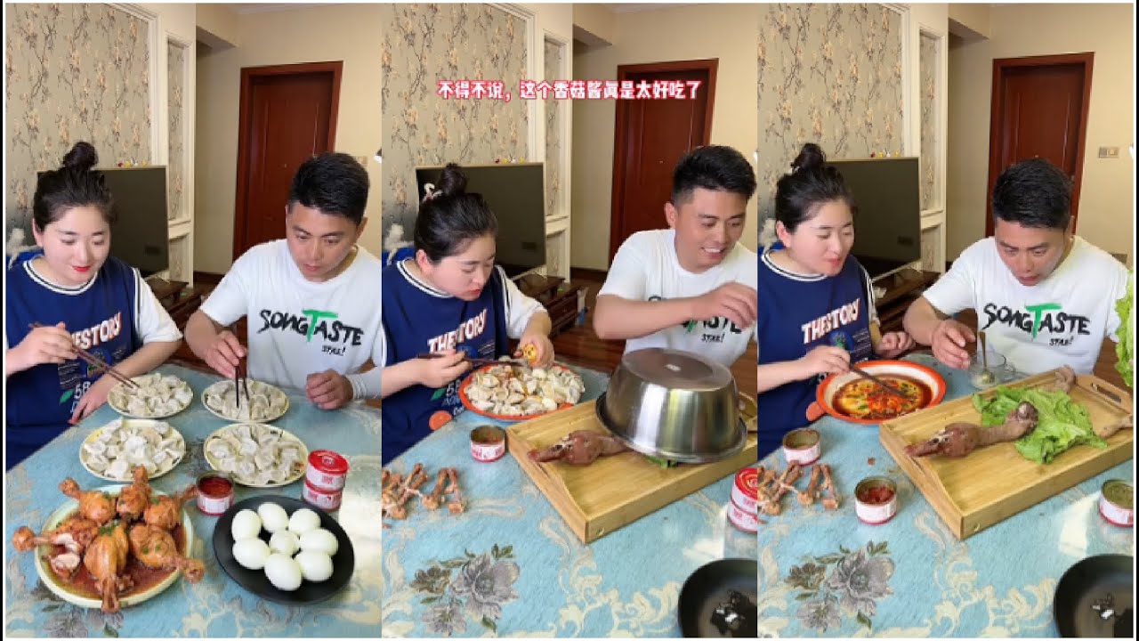 Funny eating and broadcasting