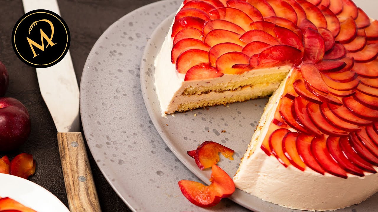 Leichte Pflaumentorte mit Mascarpone und Joghurt