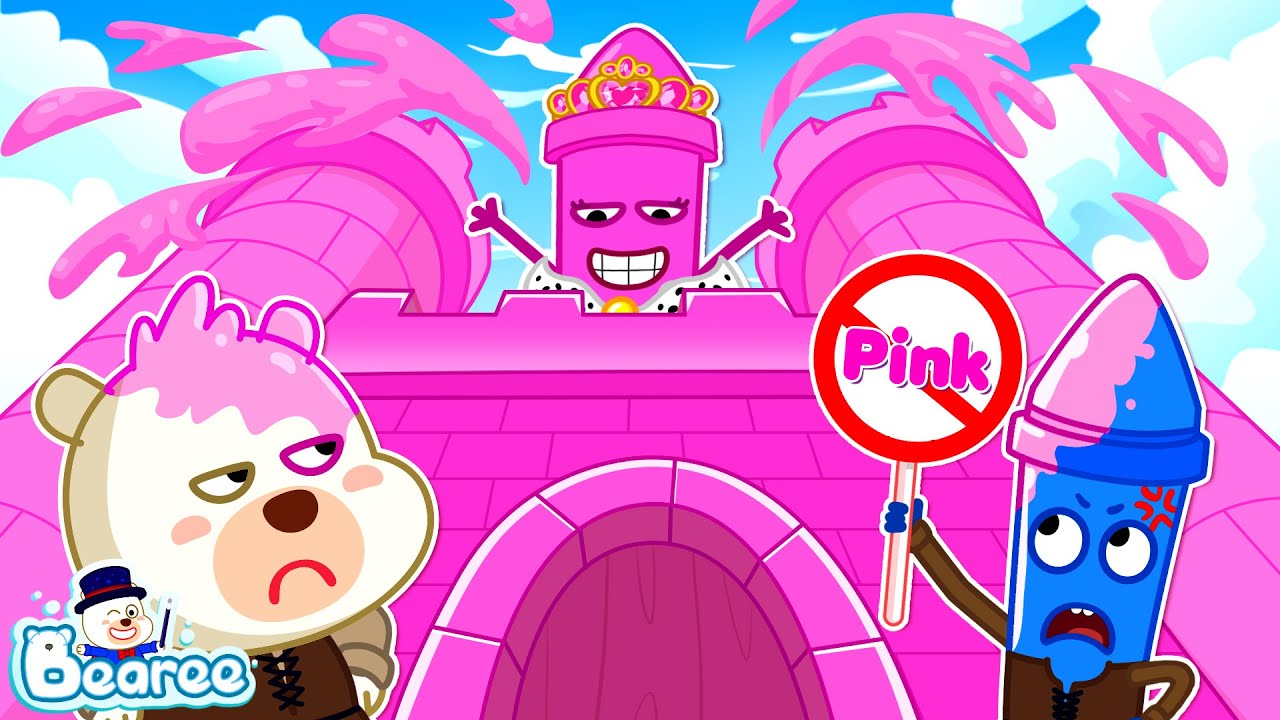 Queen Crayon, Stop Turning Everything Into Pink! | Crayons World Cartoon for Kids | Bearee Kids Show