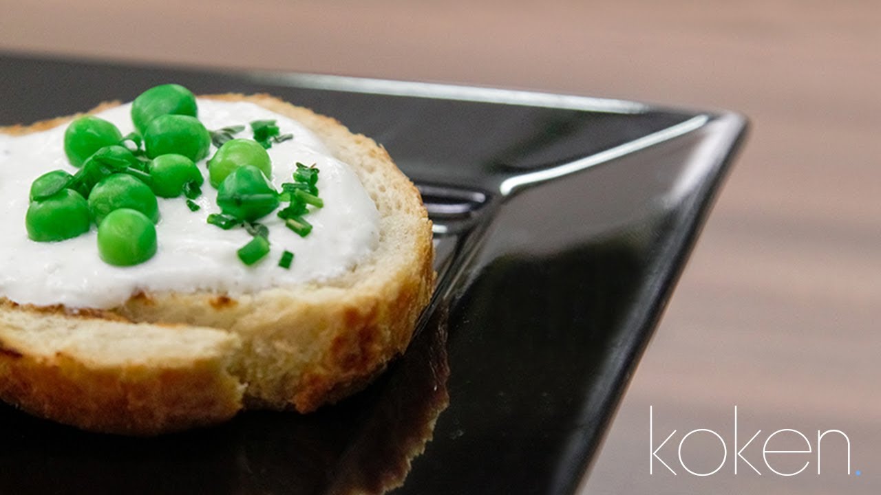 Receita de Bruschetta de Queijo de Cabra e Ervilha
