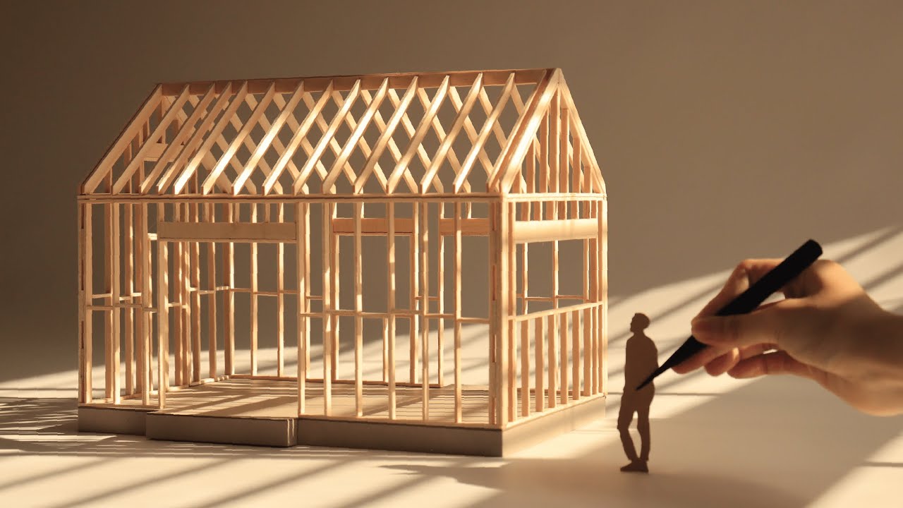 How to build a Simple Wood Frame for a House | Modelling basic timber structure  (Subtitles)