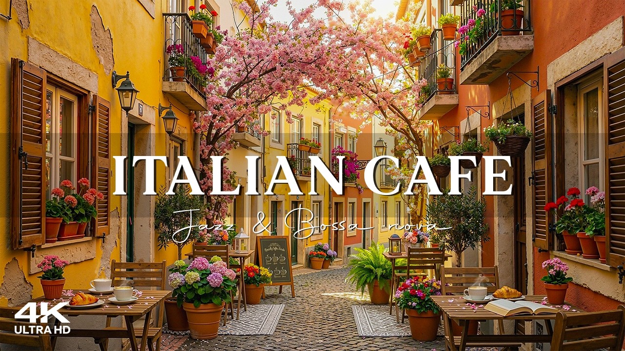 Chill Spring Bossa Nova Music at Outdoor Italian Cafe 🌸 Relaxing Jazz Piano for Good Moods